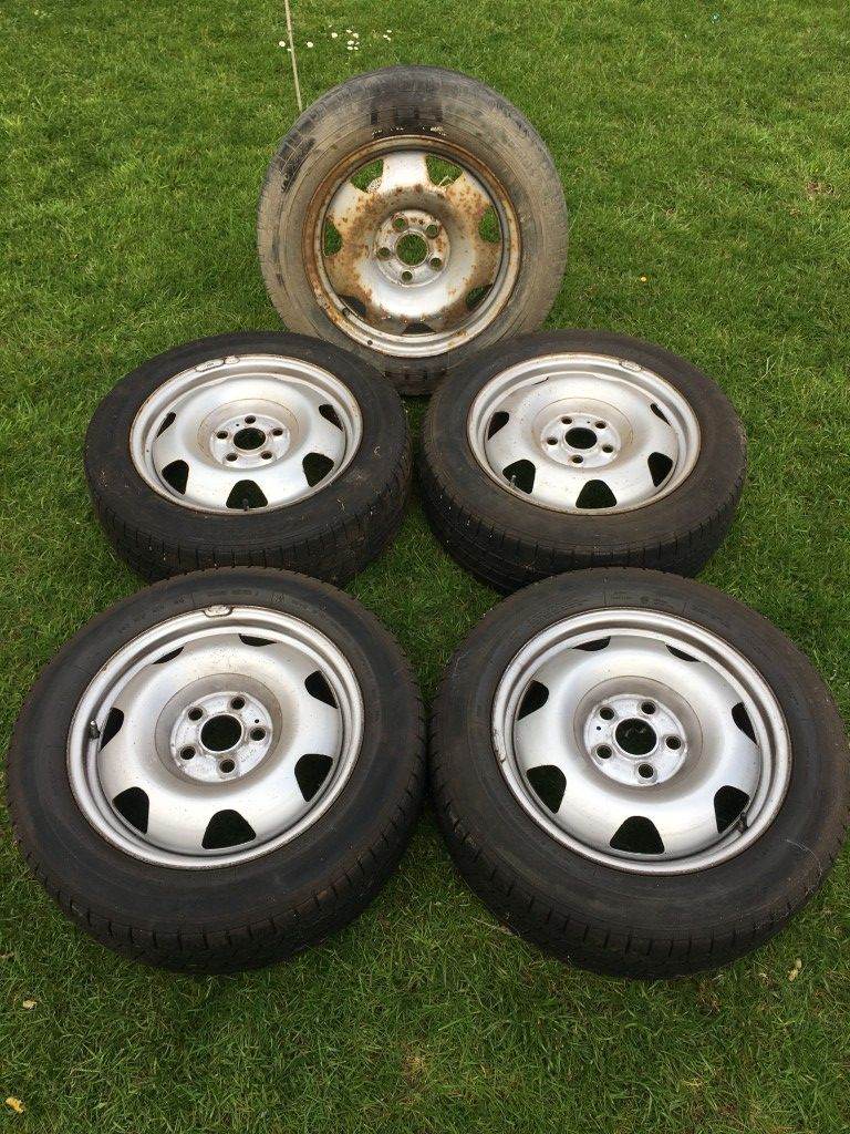 Genuine VW Transporter T5 T6 set of 5 - 17” steel wheels with tyres 4-5mm 7Jx17 ET56 7J6 501 027