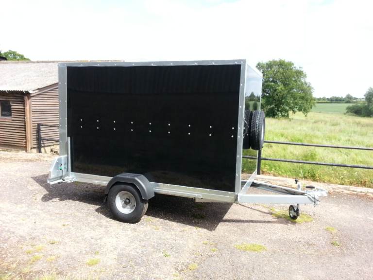 Karting Box Trailer with Shelfing 8' x 5' x 5' - Single Axle in Black or White