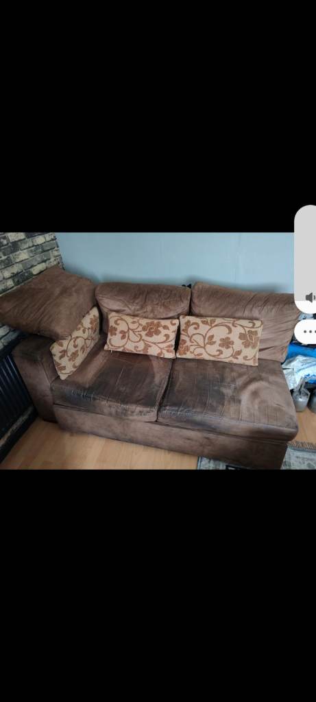 Comfortable Brown Fabric Sofa – Fair Condition