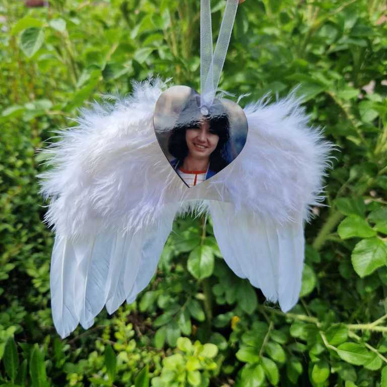 New Feather Angel Wing Photo  – White Feather memorial Any Photo 