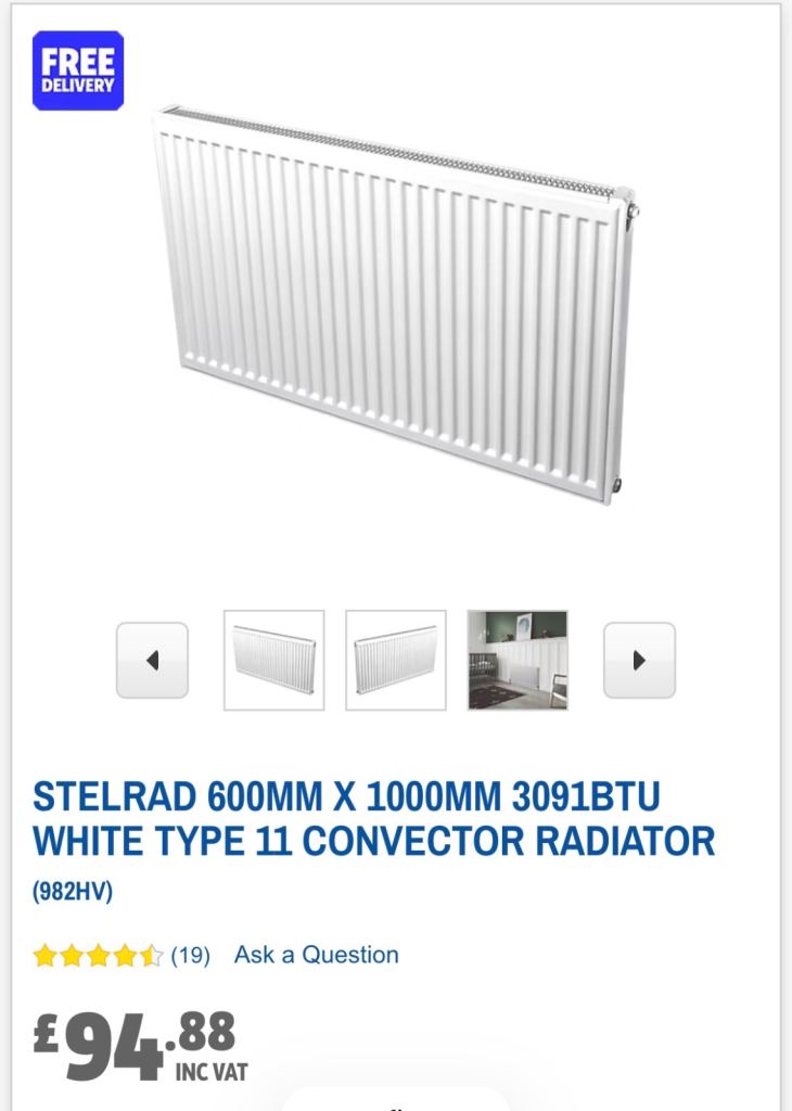 Stelrad radiators 1000 x 600 x 2 