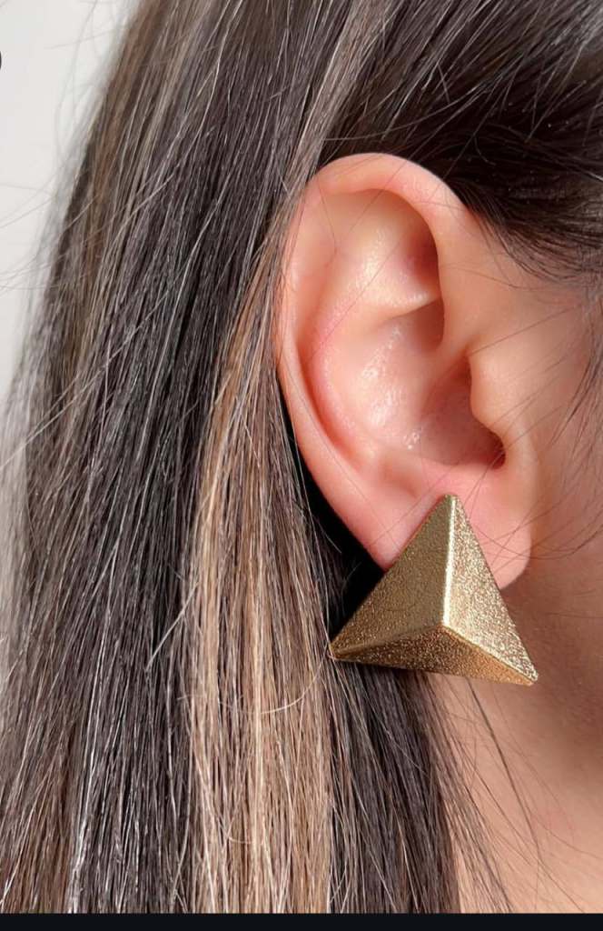 Gold Pyramid Triangle Clip On Earrings | No Piercing | Egyptian Statement