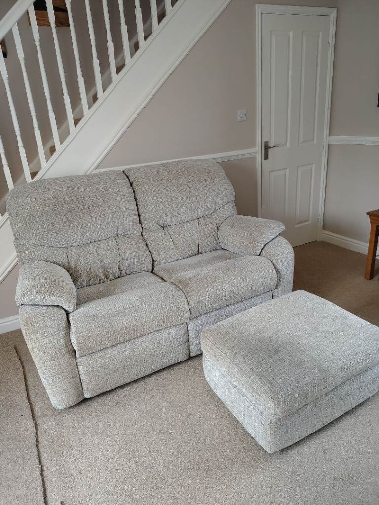 2 seater sofa + storage footstool 