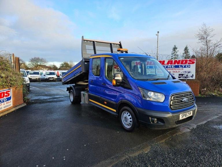 2018 ON 18 PLATE FORD TRANSIT 2.0TDCI 350 LWB CREWCAB TIPPER ULEZ FREE ZONE