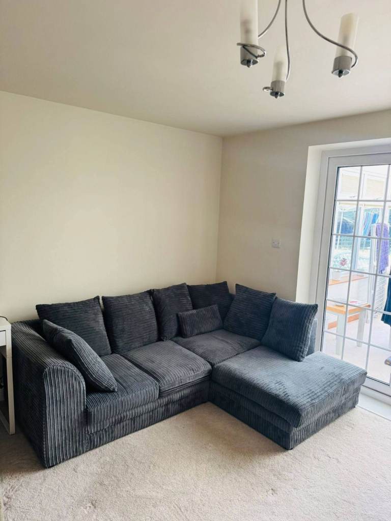 Comfy Grey Cord Fabric 3+2 or corner seater Sofa