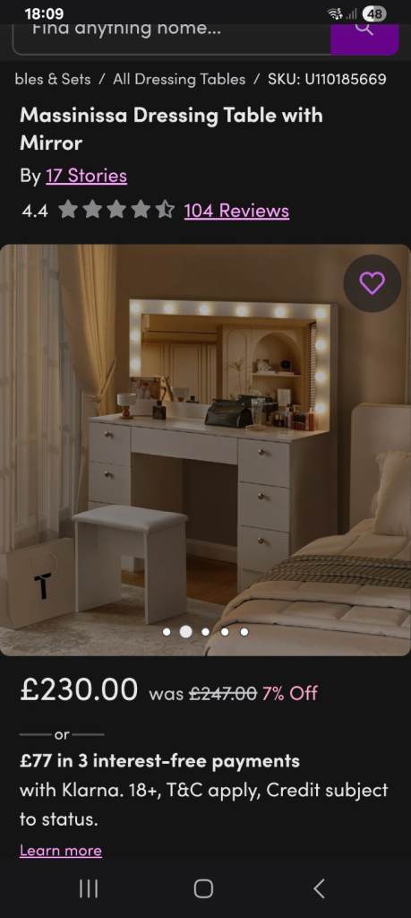 Massinissa white dressing table