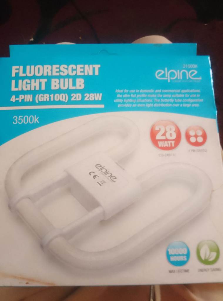 Elpine Fluorescent Light Bulb 28W – 4-Pin GR10Q 2D 3500K
