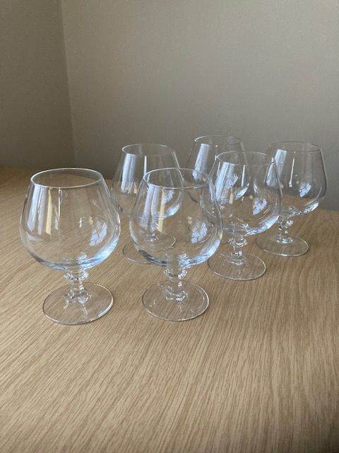 6 x Plain Cognac Crystal Glasses
