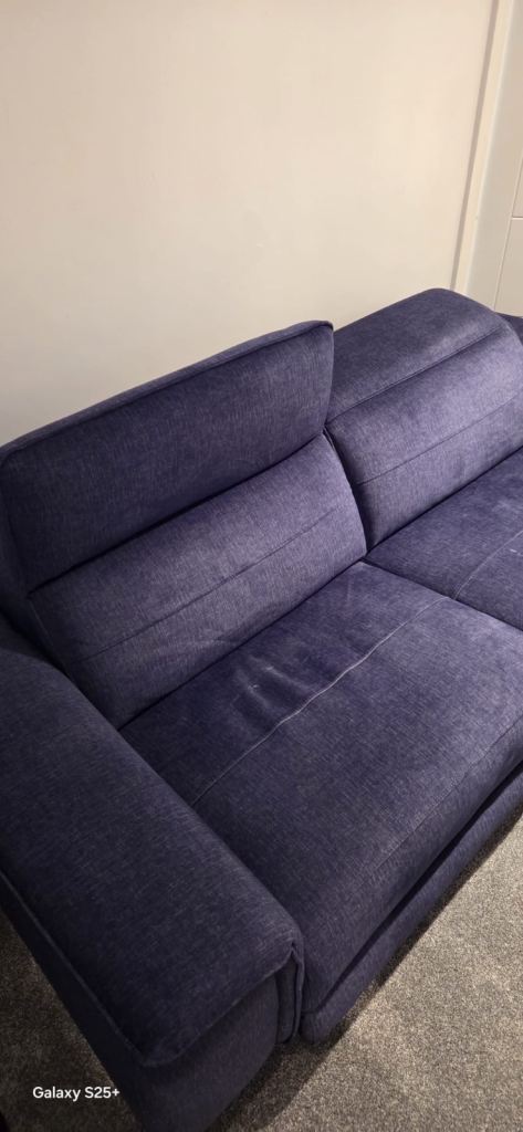image for Blue denim  Fabric Reclining Sofa Couch