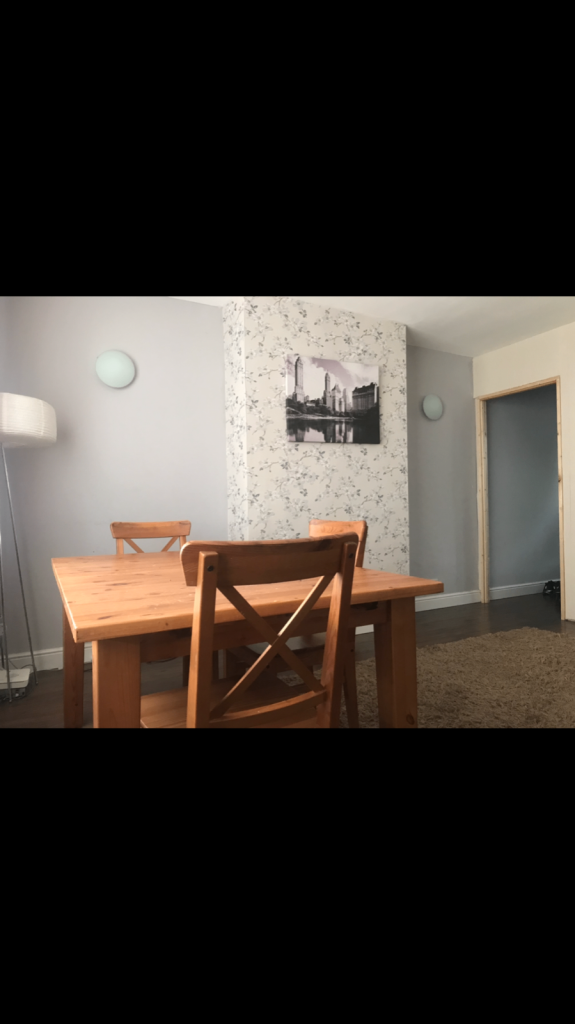 Solid wooden table with 2 chars