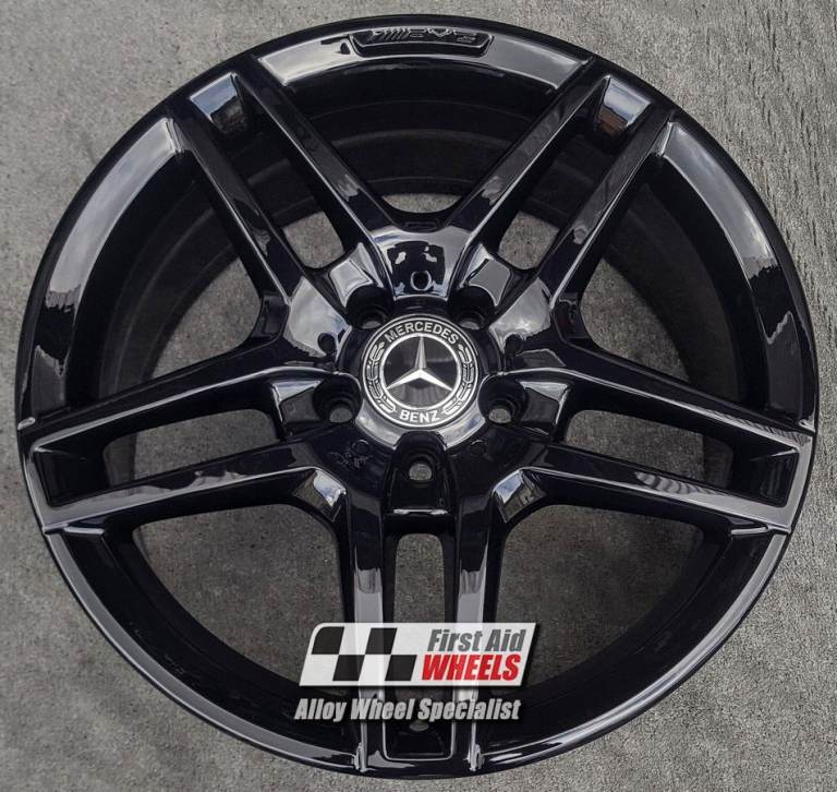 R409BG Swap MERCEDES E CLASS S212 W212 4X 18'' GENUINE AMG 5 TWIN SPOKE GLOSS BLACK ALLOY WHEELS