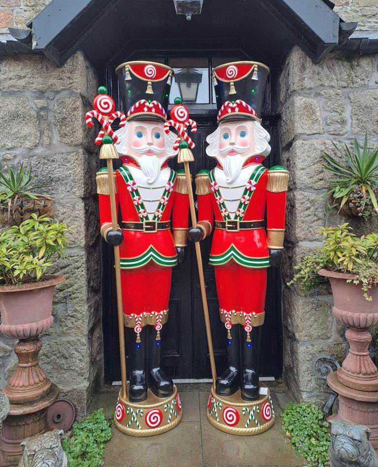 Giant Christmas Nutcracker Eight Foot!!  Pre-Lit Resin Candy Cane Nut Cracker