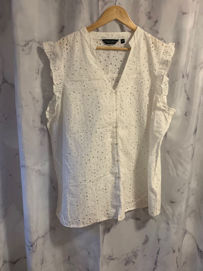 White embroidery on glaze Summer top