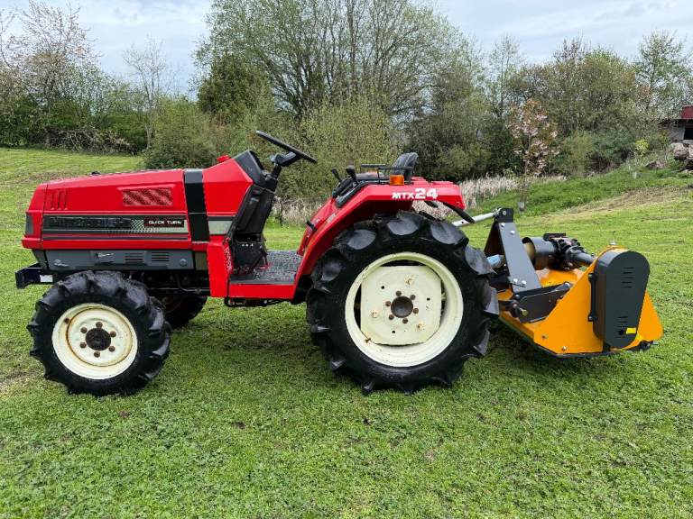 MITSUBISHI MTX24 4WD Compact Tractor & New RAPTOR X 4FT Flail Mower ** VIDEO ** 24HP *  693 hours
