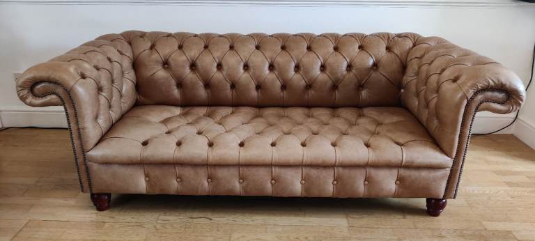 Tan Leather Chesterfield Sofa – Classic Style – £1300