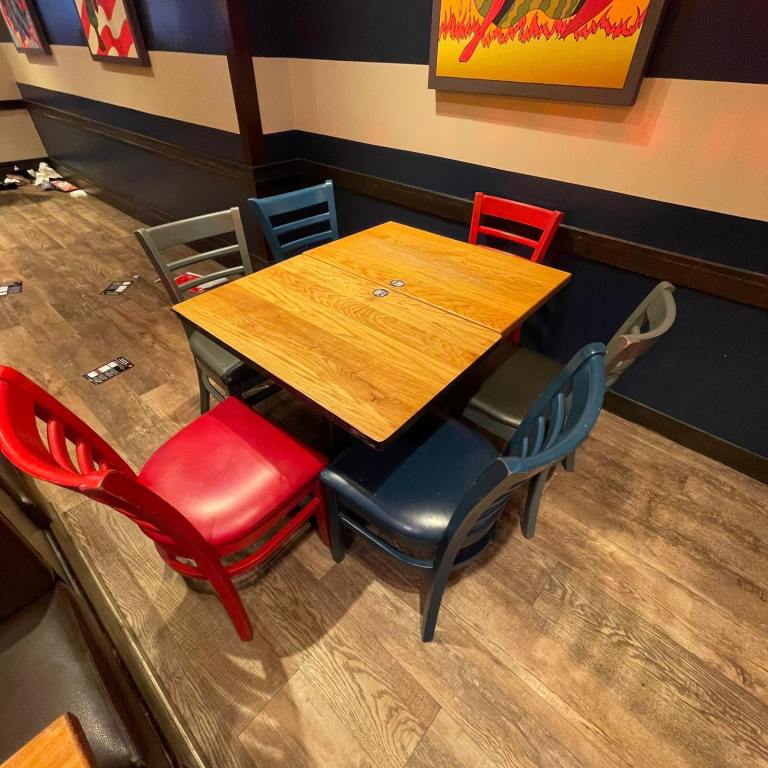 FREE DELIVERY (x44) Dallas dinning chairs and (x19) dinning table, in good condition.