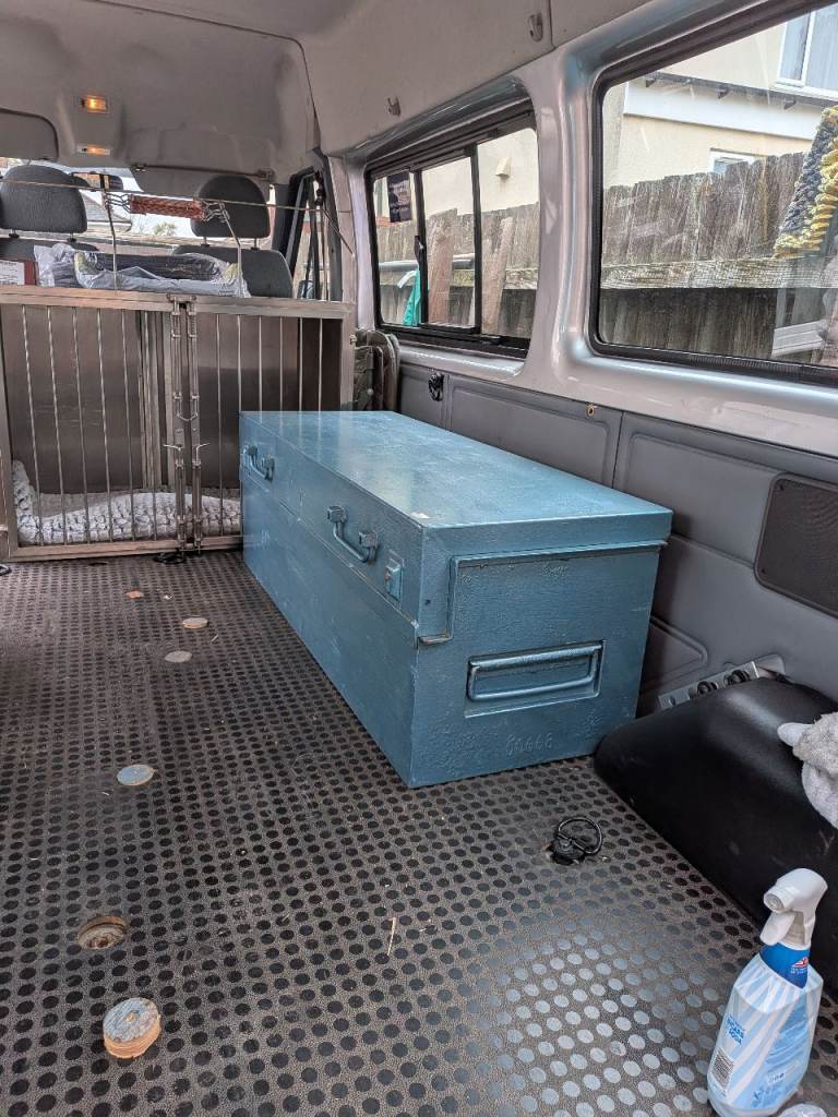 Large Blue Metal Storage Trunk – Fair Condition