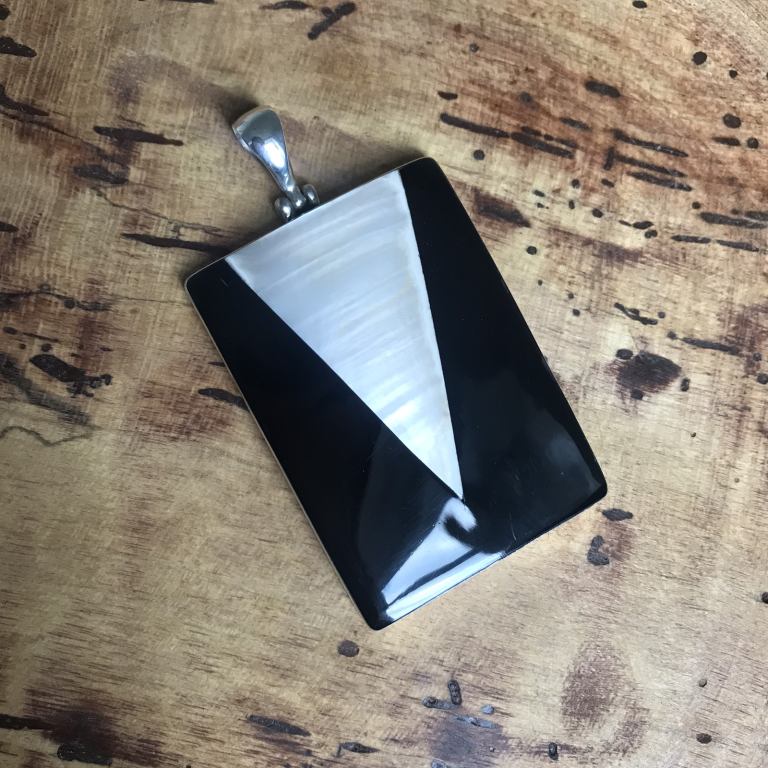 Art Deco sterling silver mother of pearl pendant