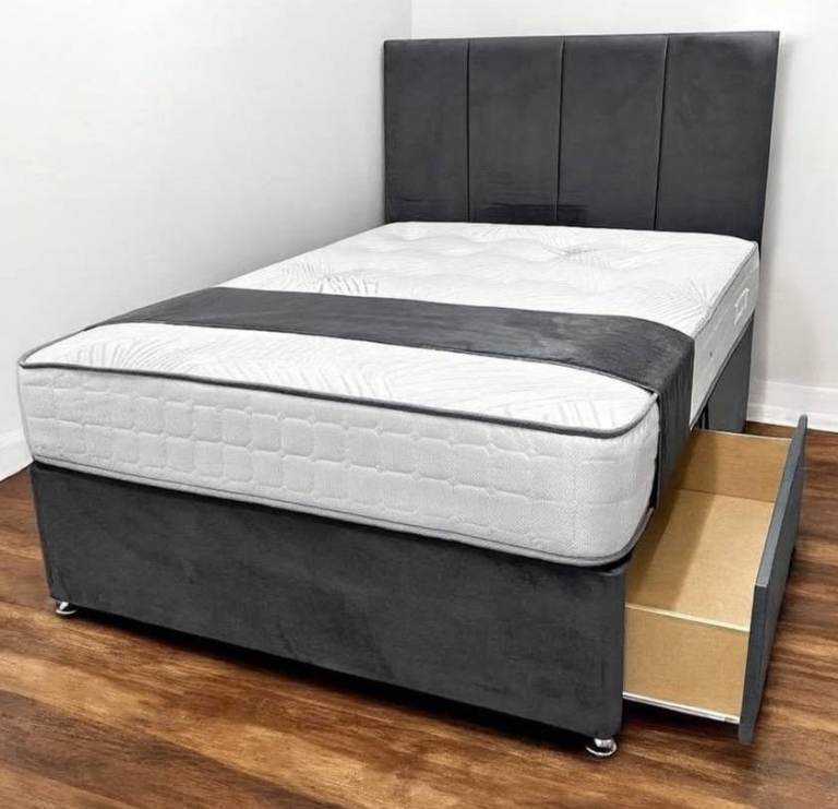 💸4FT Small Double Divan Bed + Mattress & Storage Draws Optional 📞 Booking Now Amazing Price