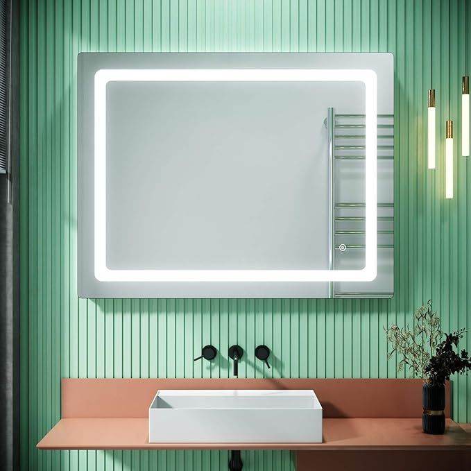 Wall Hung Bathroom Illuminated LED Mirror + Shaver Socket+Demister 900x700mm RRP £175 Our Price £118