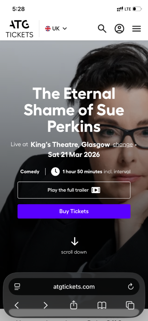 Two tickets for Sue Perkins, March 21
