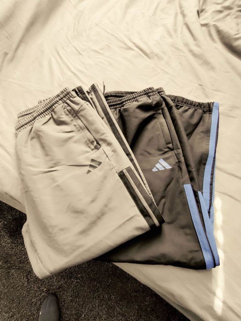 Adidas Men's Tracksuit Bottoms - Grey & Black, excellent condition 