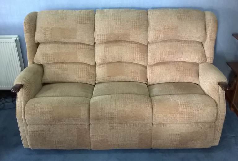 SOFA - 3 SEATER LIGHT BEIGE FABRIC with FIRE LABEL