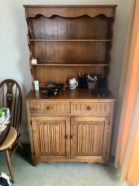 Wooden Welsh Dresser / Sideboard with Shelves – Good Condition