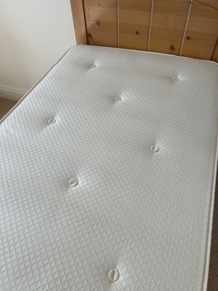 Small single M&S wooden bed and guest mattress