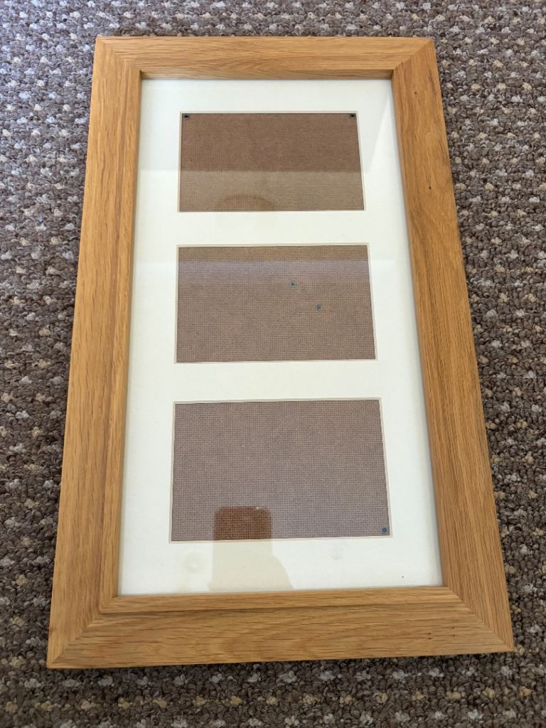 Wooden Triple Photo Frame – Solid Oak , As Good As New