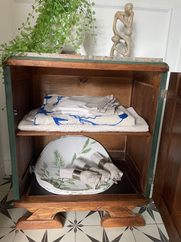 Antique French solid oak cabinet