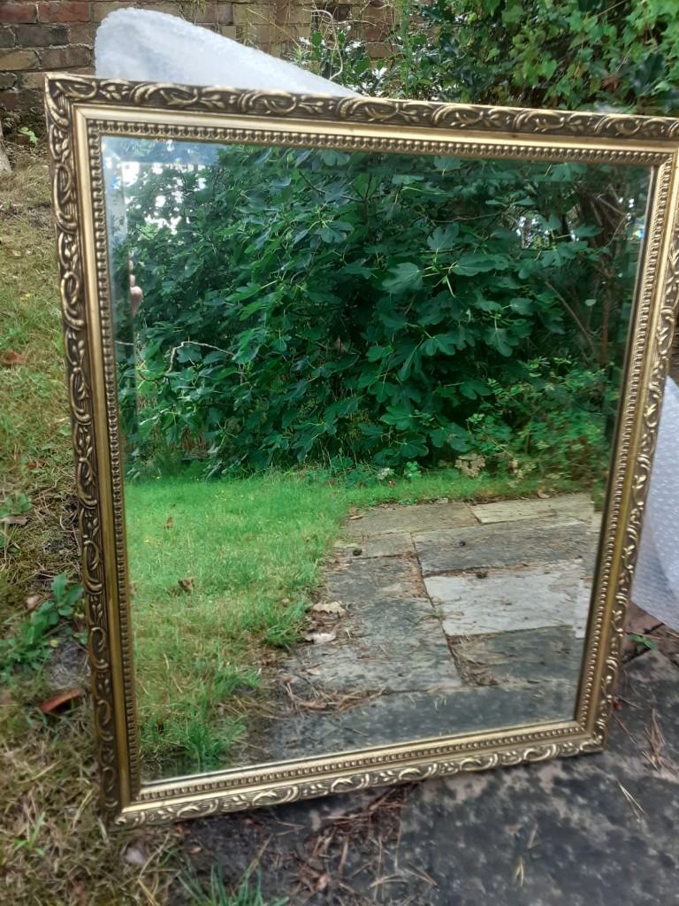 Bevelled mirror - classic gold frame - 52 x 62 cms - Dorking