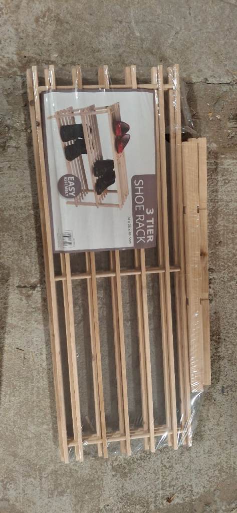 New 3 Tier Wooden Shoe Rack - Flat Pack