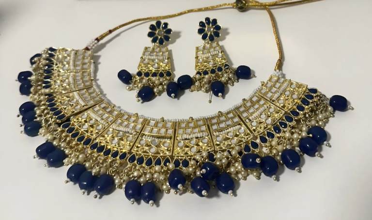 Navy and Gold Indian Statement Jewellery Set