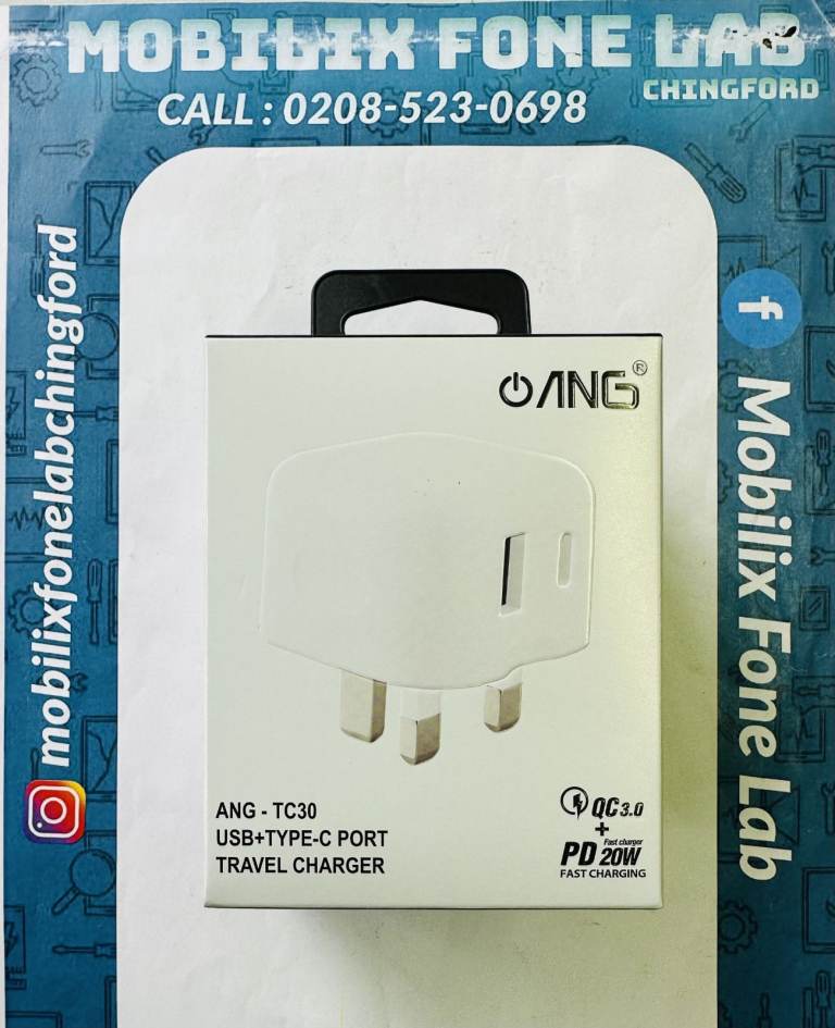 ANG 20W PD+USB C & USB A Plug Fast Charging For Apple iPhone 12 13 14 & 15 Series