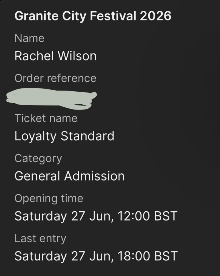 Granite city festival ticket for HazelHead park Aberdeen 