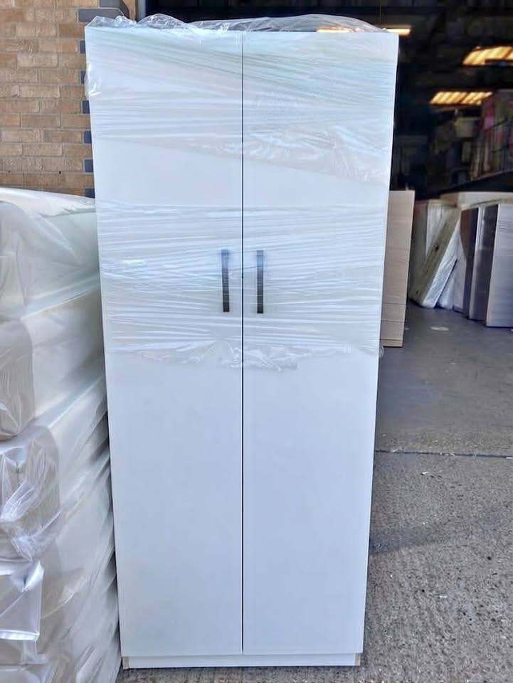 Storage Wardrobe | White 2 Doors Budget Wardrobe With Drawers