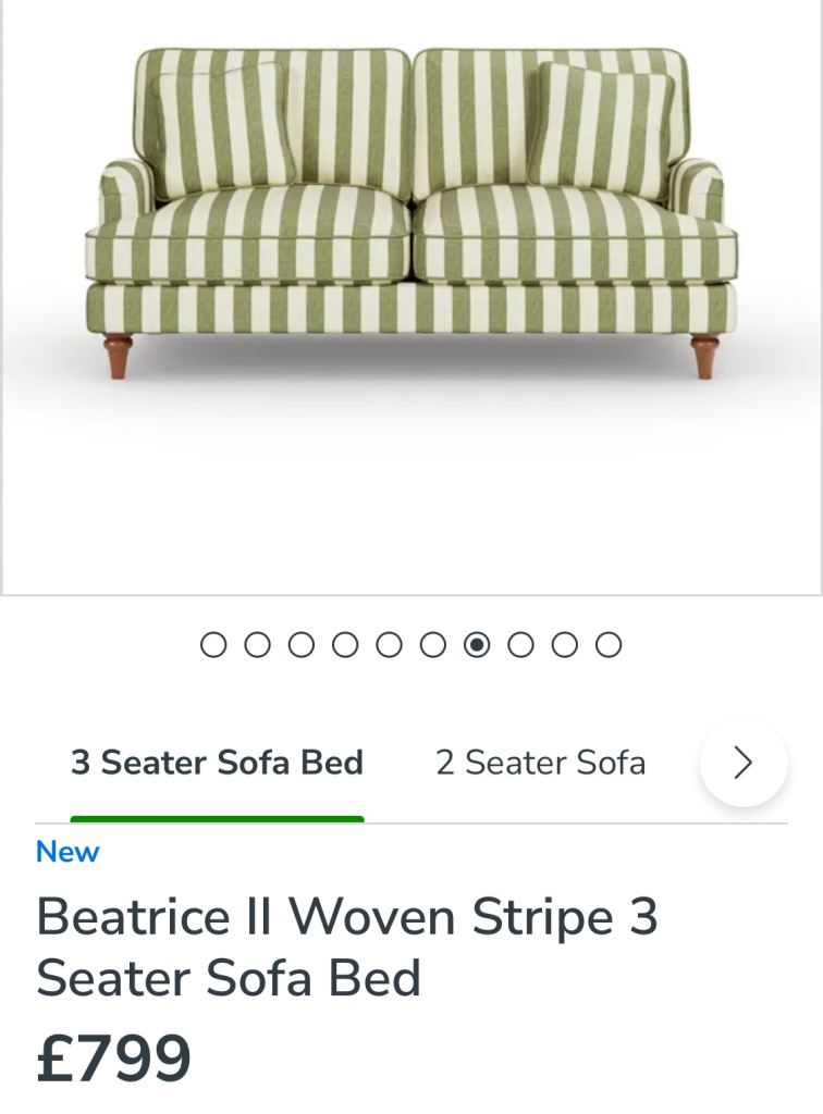 Three Seater Sofa Bed Striped 