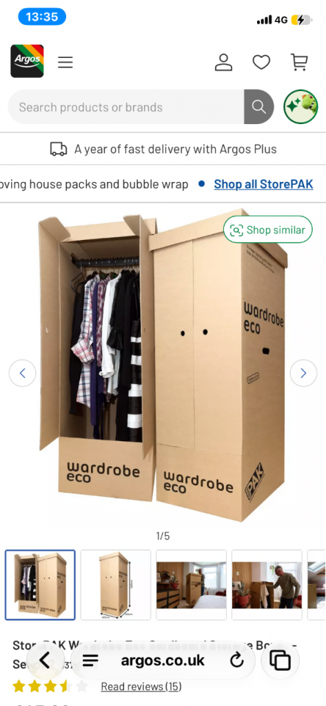 Free moving boxes- approx 5 wardrobe boxes with hanging rail & 15 ...
