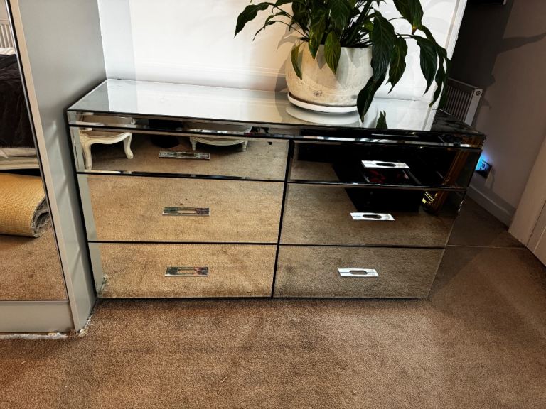 Next Mirrored Drawers Chest Of Draws Mirror Furniture Storage Bedroom Cabinet