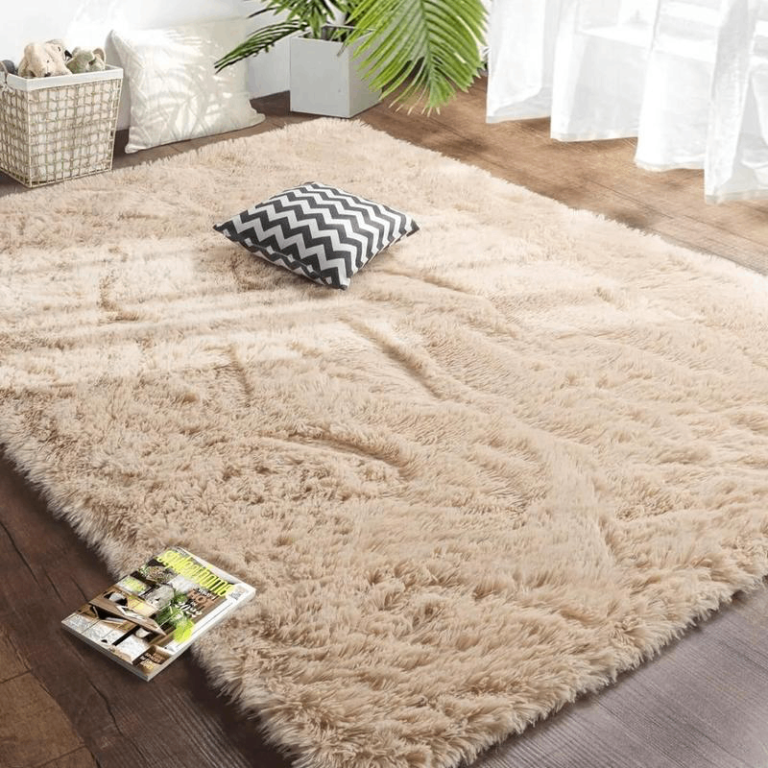 Large shaggy fluffy rug for living room, bedroom, and anti-slip soft carpet floor mat