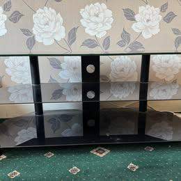 Glass Tv Stand/Entertainment Unit - Black & Glass