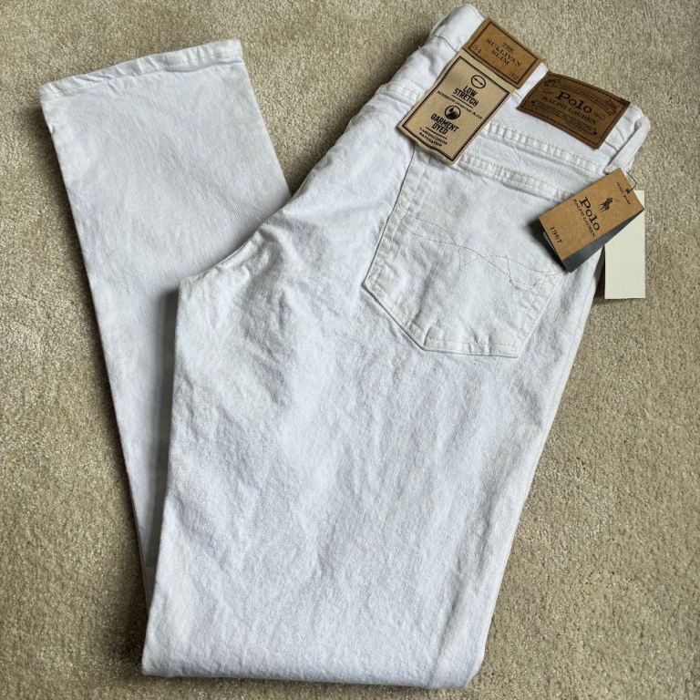 New Polo Ralph Lauren Mens White Sullivan Slim Fit with Stretch Jeans W 34 L 32 RRP £155