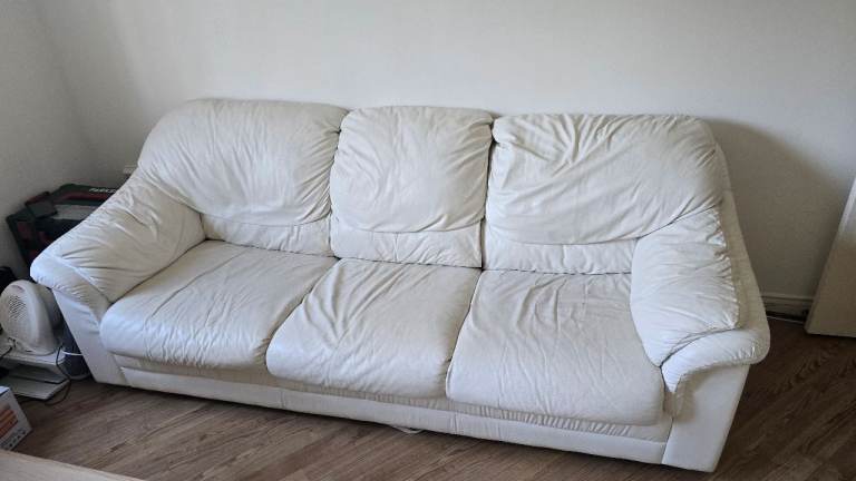 Sofa bed white leather