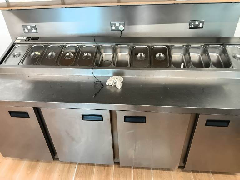 Commercial Stainless Steel Prep Fridge Unit with Pans