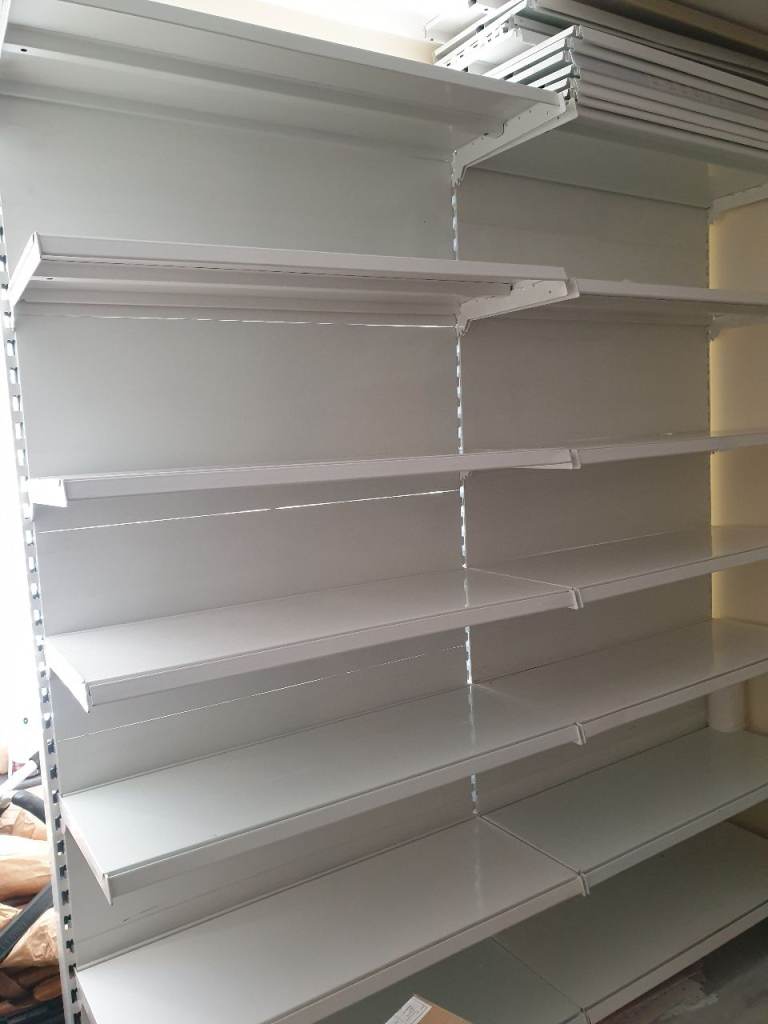 Shop Display Shelving Unit – White Metal, Good Condition