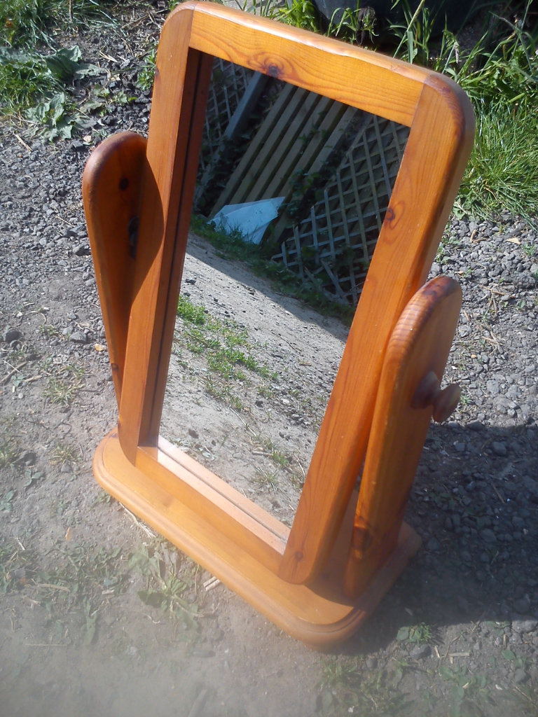 Vintage, pine swing mirror.