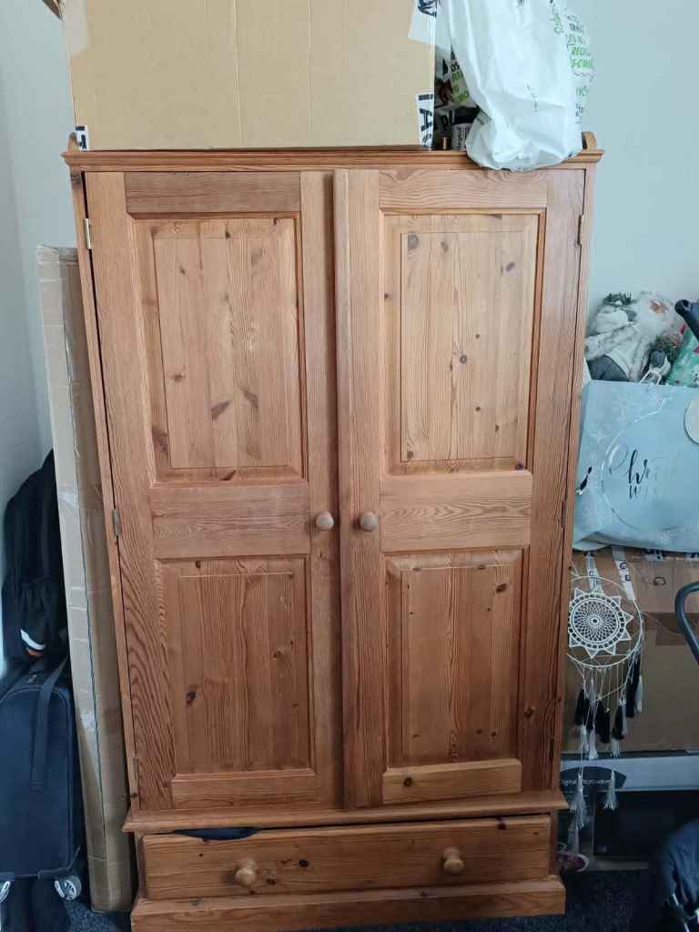 Pine Wood Wardrobe with Drawer – Good Condition - Negotiable