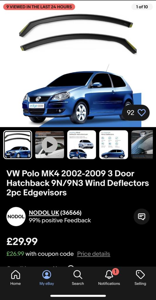 Vw polo 9n/9n3 wind deflectors  mk4