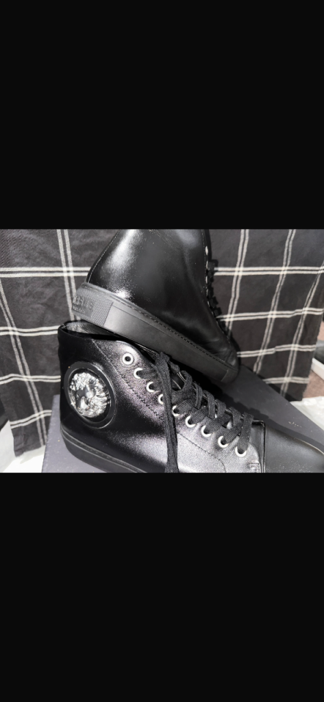 Versus Versace Black Leather High-Top Trainers - As New
